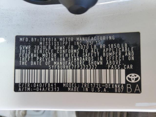 Photo 10 from auction – 2015 TOYOTA COROLLA L with VIN 5YFBURHE7FP322327