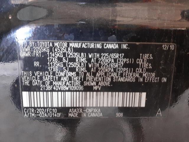 Photo 10 from auction – 2011 TOYOTA RAV4 with VIN 2T3BF4DV8BW109096