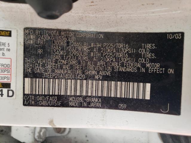 Photo 10 from auction – 2004 TOYOTA HIGHLANDER with VIN JTEEP21A140011420