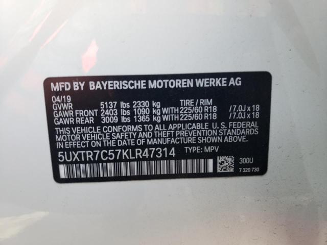 Photo 10 from auction – 2019 BMW X3 SDRIVE3 with VIN 5UXTR7C57KLR47314