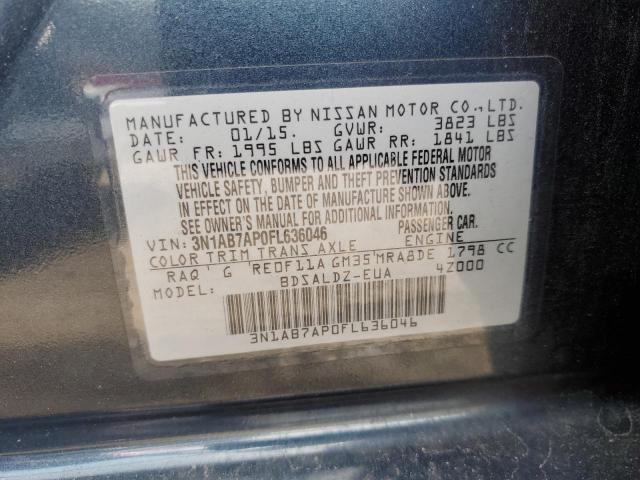 Photo 10 from auction – 2015 NISSAN SENTRA S with VIN 3N1AB7AP0FL636046