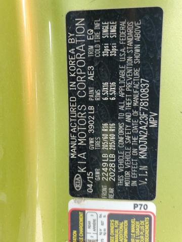 Photo 10 from auction – 2015 KIA SOUL with VIN KNDJN2A23F7810837