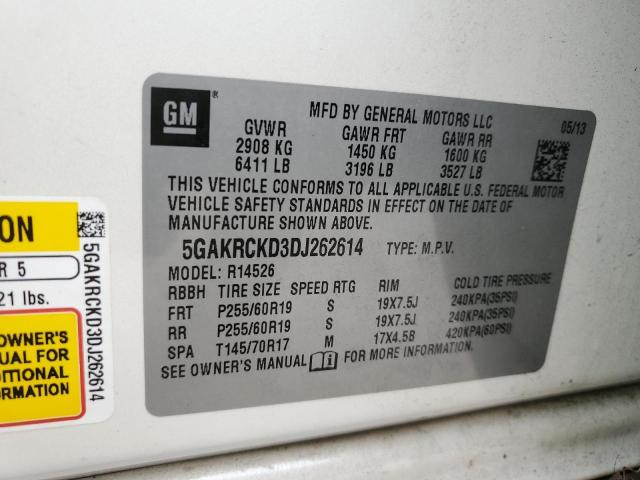 Photo 10 from auction – 2013 BUICK ENCLAVE with VIN 5GAKRCKD3DJ262614