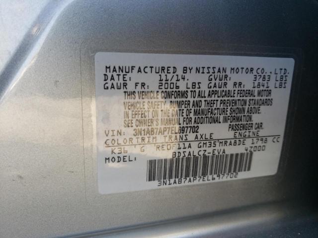 Photo 10 from auction – 2014 NISSAN SENTRA S with VIN 3N1AB7AP7EL697702
