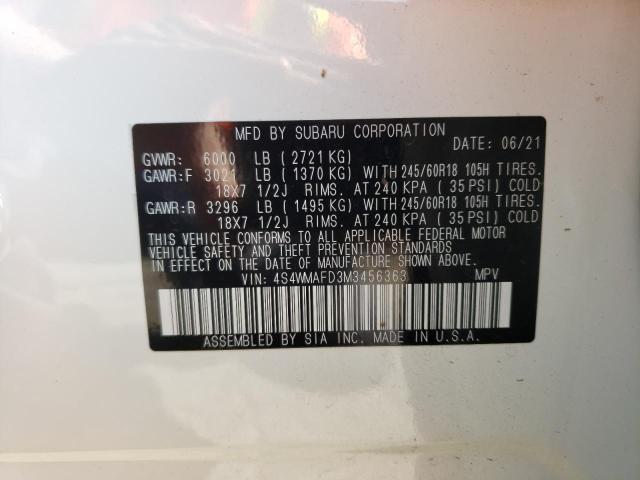 Photo 10 from auction – 2021 SUBARU ASCENT PRE with VIN 4S4WMAFD3M3456363