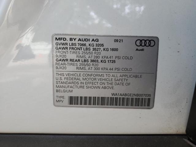 Photo 10 from auction – 2022 AUDI E-TRON PRE with VIN WA1AABGE2NB007035