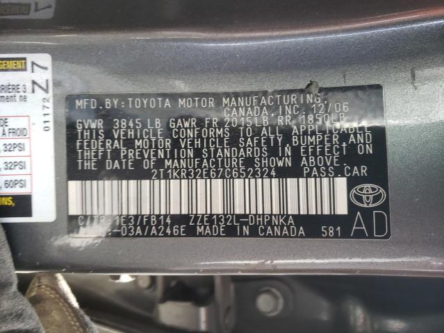 Photo 10 from auction – 2007 TOYOTA COROLLA MA with VIN 2T1KR32E67C652324