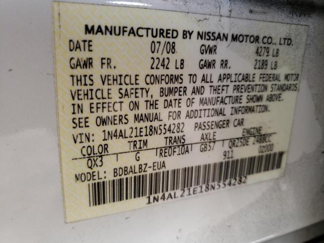 Photo 10 from auction – 2008 NISSAN ALTIMA 2.5 with VIN 1N4AL21E18N554282