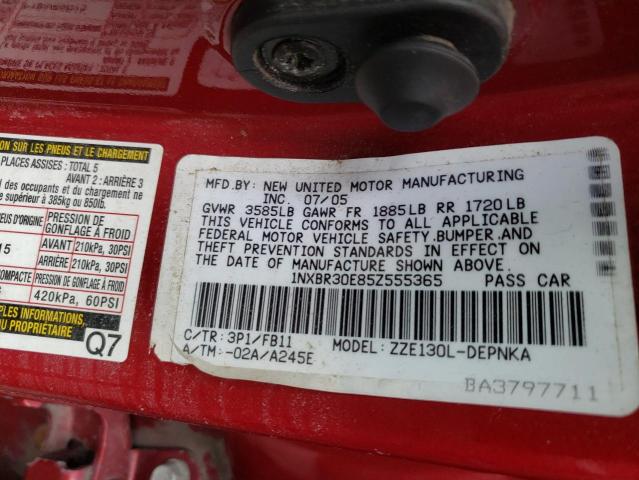Photo 10 from auction – 2005 TOYOTA COROLLA CE with VIN 1NXBR30E85Z555365