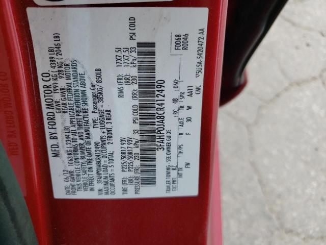 Photo 10 from auction – 2012 FORD FUSION with VIN 3FAHP0JA8CR412490