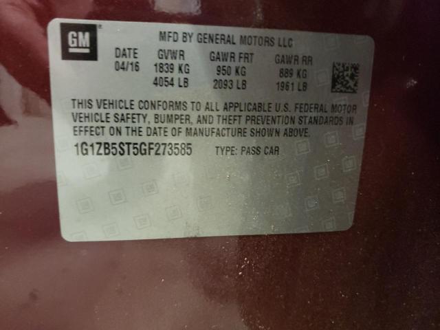 Photo 10 from auction – 2016 CHEVROLET MALIBU LS with VIN 1G1ZB5ST5GF273585