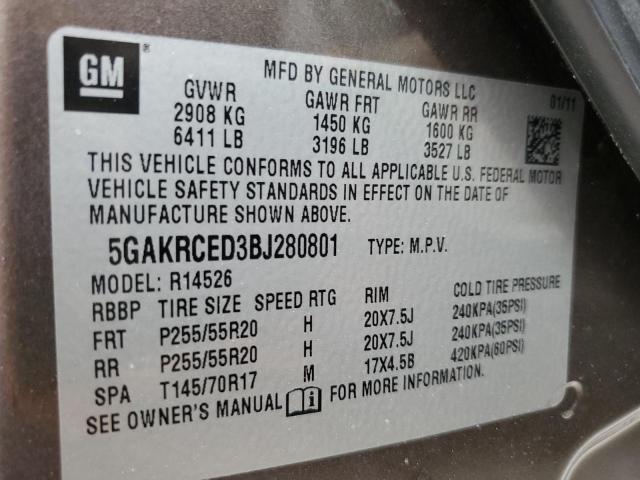 Photo 10 from auction – 2011 BUICK ENCLAVE CX with VIN 5GAKRCED3BJ280801