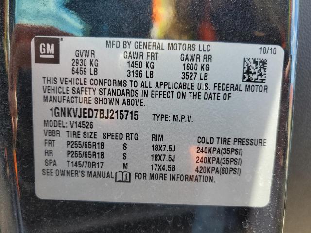 Photo 10 from auction – 2011 CHEVROLET TRAVERSE L with VIN 1GNKVJED7BJ215715