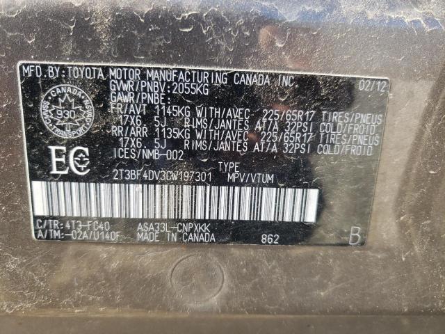 Photo 10 from auction – 2012 TOYOTA RAV4 with VIN 2T3BF4DV3CW197301