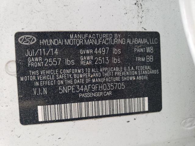 Photo 10 from auction – 2015 HYUNDAI SONATA SPO with VIN 5NPE34AF9FH035705