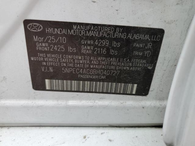 Photo 10 from auction – 2011 HYUNDAI SONATA SE with VIN 5NPEC4AC0BH040727