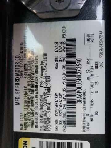 Photo 10 from auction – 2017 FORD FUSION SE with VIN 3FA6P0LU5HR273540