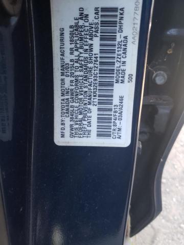 Photo 10 from auction – 2003 TOYOTA COROLLA MA with VIN 2T1KR32E93C127641