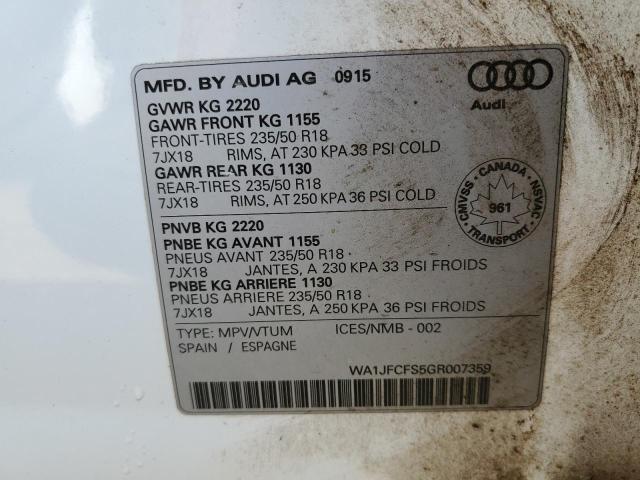 Photo 10 from auction – 2016 AUDI Q3 PROGRES with VIN WA1JFCFS5GR007359
