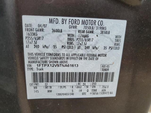 Photo 10 from auction – 2007 FORD F150 with VIN 1FTPX12V97NA61613
