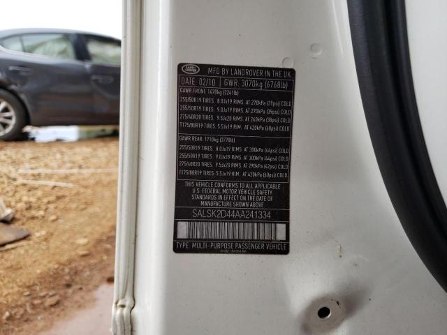 Photo 10 from auction – 2010 LAND ROVER RANGE ROVE with VIN SALSK2D44AA241334