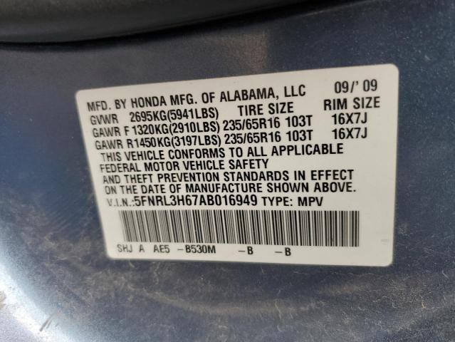 Photo 10 from auction – 2010 HONDA ODYSSEY EX with VIN 5FNRL3H67AB016949