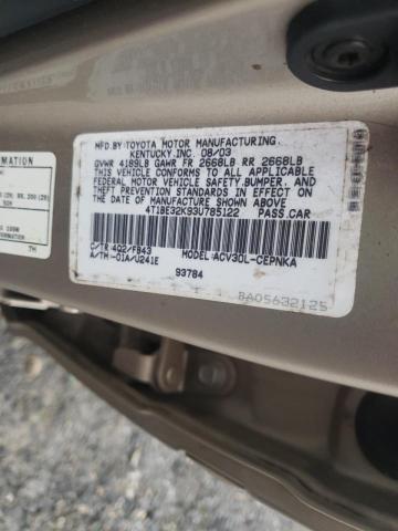 Photo 10 from auction – 2003 TOYOTA CAMRY with VIN 4T1BE32K93U785122