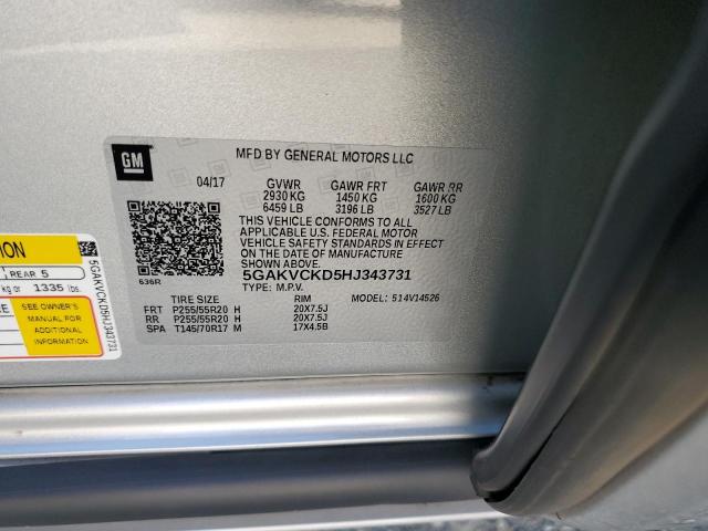 Photo 10 from auction – 2017 BUICK ENCLAVE with VIN 5GAKVCKD5HJ343731