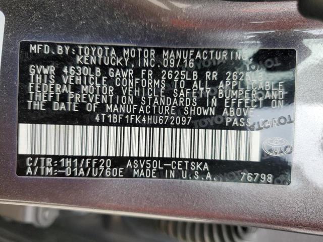 Photo 10 from auction – 2017 TOYOTA CAMRY LE with VIN 4T1BF1FK4HU672097