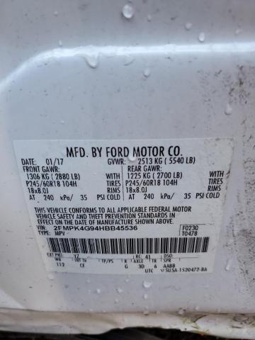 Photo 10 from auction – 2017 FORD EDGE SE with VIN 2FMPK4G94HBB45536