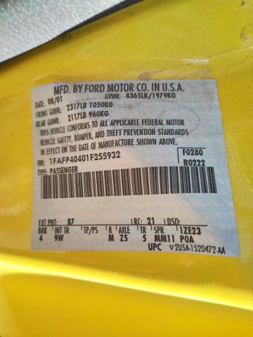 Photo 10 from auction – 2001 FORD MUSTANG with VIN 1FAFP40401F255932