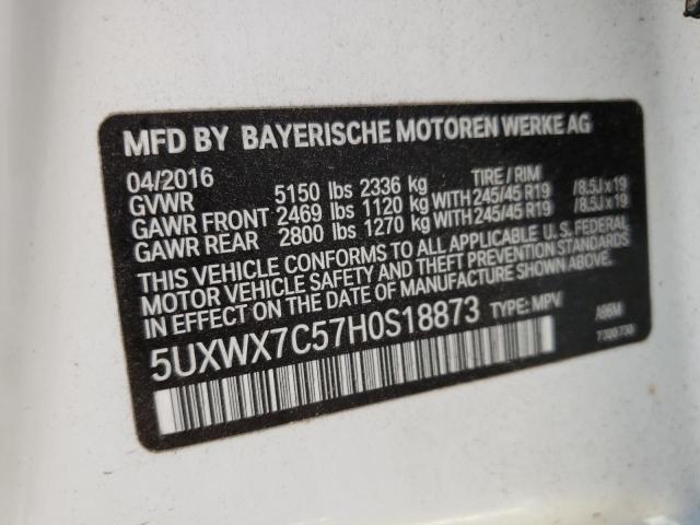 Photo 10 from auction – 2017 BMW X3 XDRIVE3 with VIN 5UXWX7C57H0S18873