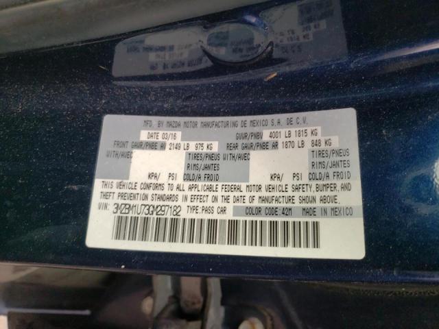 Photo 10 from auction – 2016 MAZDA 3 SPORT with VIN 3MZBM1U73GM297182