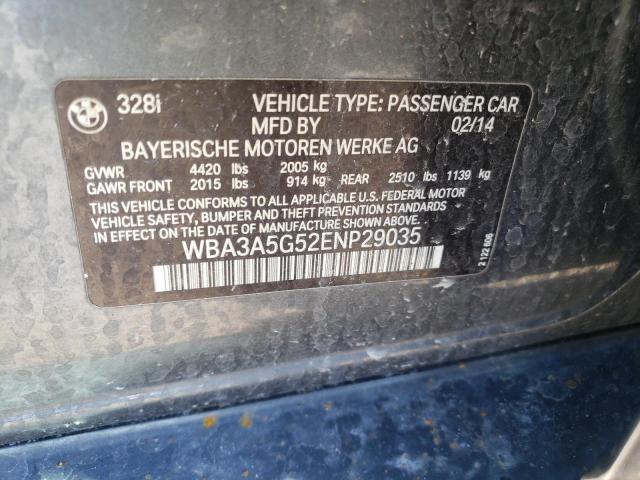 Photo 10 from auction – 2014 BMW 328 I with VIN WBA3A5G52ENP29035