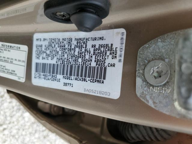 Photo 10 from auction – 2003 TOYOTA CAMRY LE with VIN 4T1BE32K13U118514