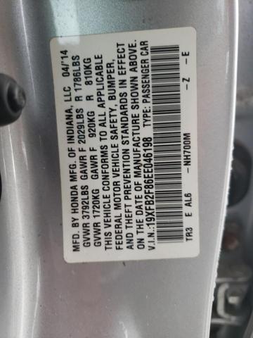 Photo 10 from auction – 2014 HONDA CIVIC EX with VIN 19XFB2F86EE046198