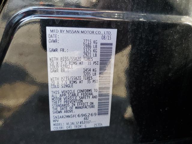 Photo 10 from auction – 2015 NISSAN PATHFINDER with VIN 5N1AR2MN5FC696269