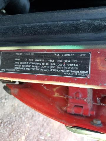 Photo 10 from auction – 1990 AUDI QUATTRO with VIN WAUKE5441LN000372