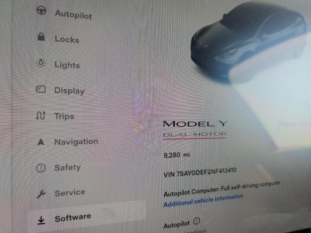 Photo 8 from auction – 2022 TESLA MODEL Y with VIN 7SAYGDEF2NF413410