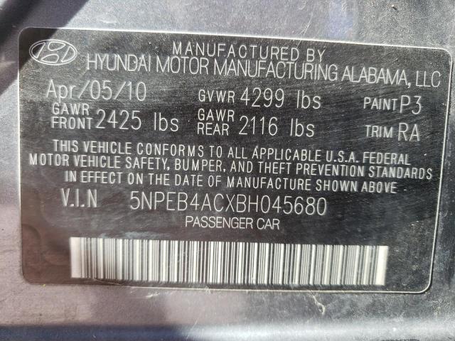 Photo 10 from auction – 2011 HYUNDAI SONATA GLS with VIN 5NPEB4ACXBH045680