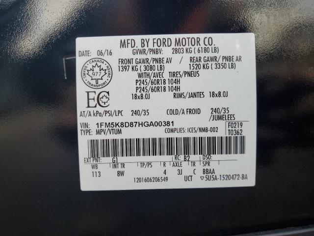 Photo 10 from auction – 2017 FORD EXPLORER X with VIN 1FM5K8D87HGA00381
