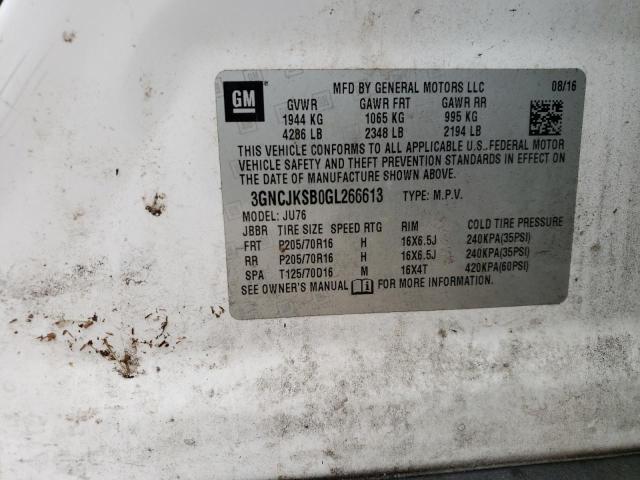 Photo 10 from auction – 2016 CHEVROLET TRAX LS with VIN 3GNCJKSB0GL266613