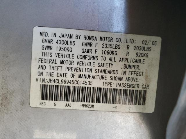 Photo 10 from auction – 2005 ACURA TSX with VIN JH4CL96945C014535