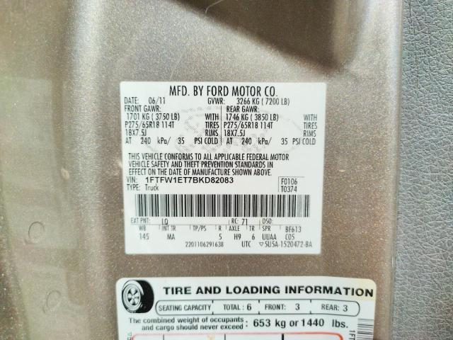 Photo 10 from auction – 2011 FORD F150 SUPER with VIN 1FTFW1ET7BKD82083