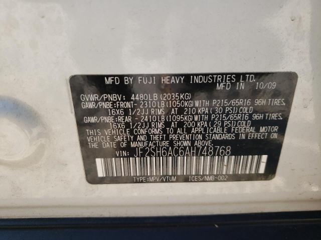 Photo 10 from auction – 2010 SUBARU FORESTER 2 with VIN JF2SH6AC6AH748768