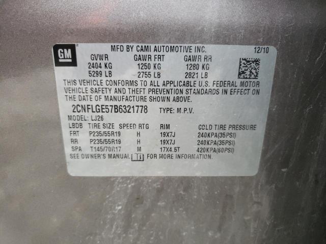 Photo 10 from auction – 2011 CHEVROLET EQUINOX LT with VIN 2CNFLGE57B6321778