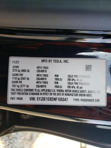 Photo 10 from auction – 2022 TESLA MODEL 3 with VIN 5YJ3E1EB2NF105047