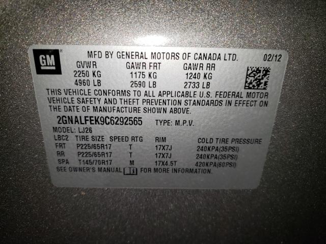 Photo 10 from auction – 2012 CHEVROLET EQUINOX LT with VIN 2GNALFEK9C6292565