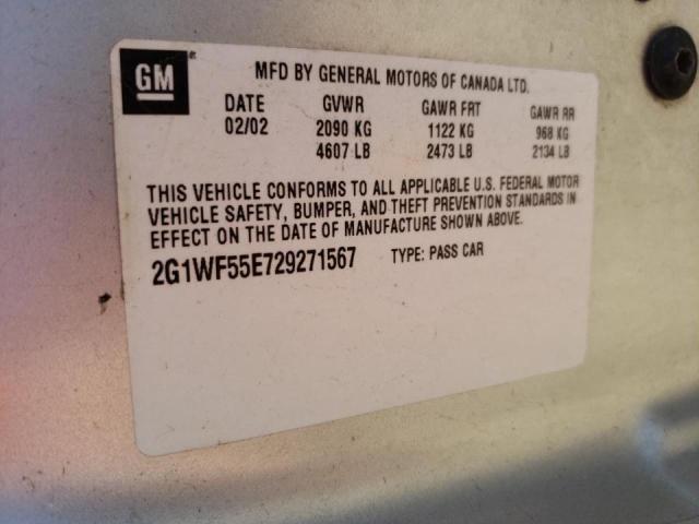 Photo 10 from auction – 2002 CHEVROLET IMPALA with VIN 2G1WF55E729271567