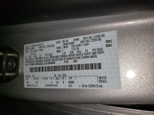 Photo 10 from auction – 2020 FORD ESCAPE SE with VIN 1FMCU9G62LUC28428